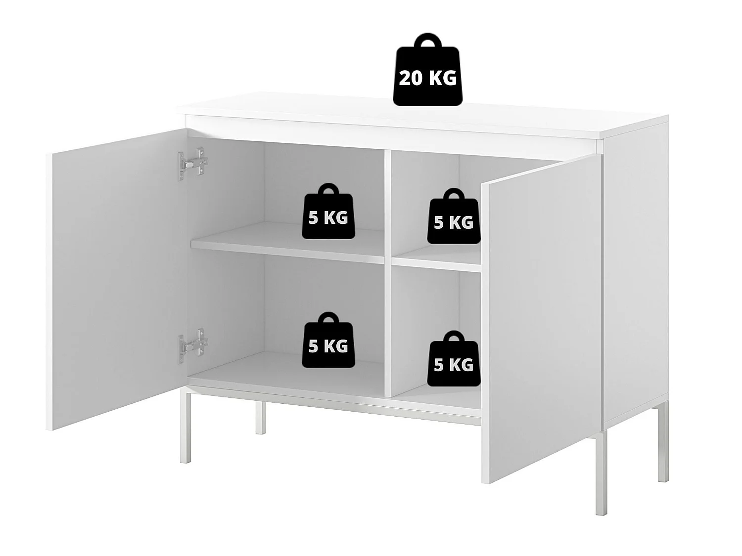 Sideboard 2-türig - schwarz mit goldenem Metallgestell - 100 cm - BEMMI