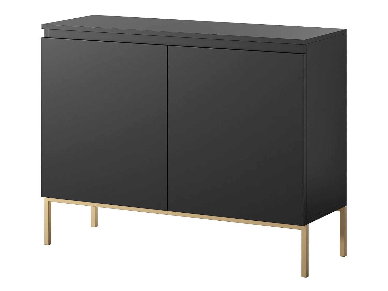 Sideboard 2-türig - schwarz mit goldenem Metallgestell - 100 cm - BEMMI