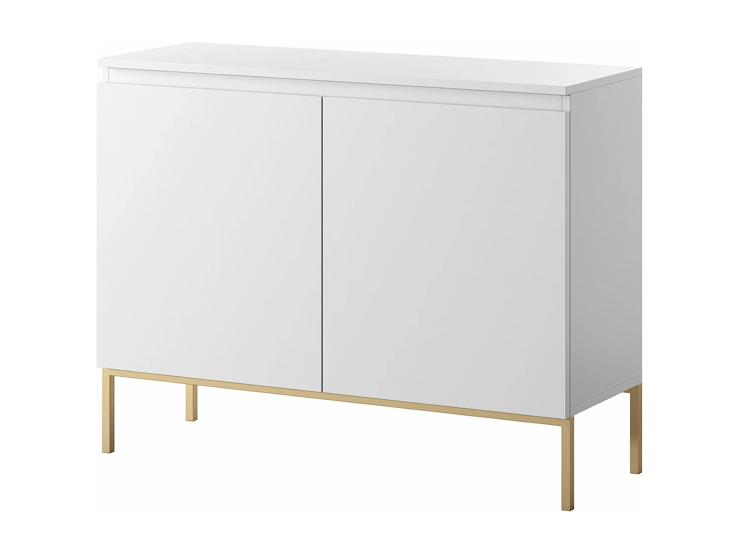 Tweedeurs ladekast - 100 cm - wit met gouden poten - BEMMI