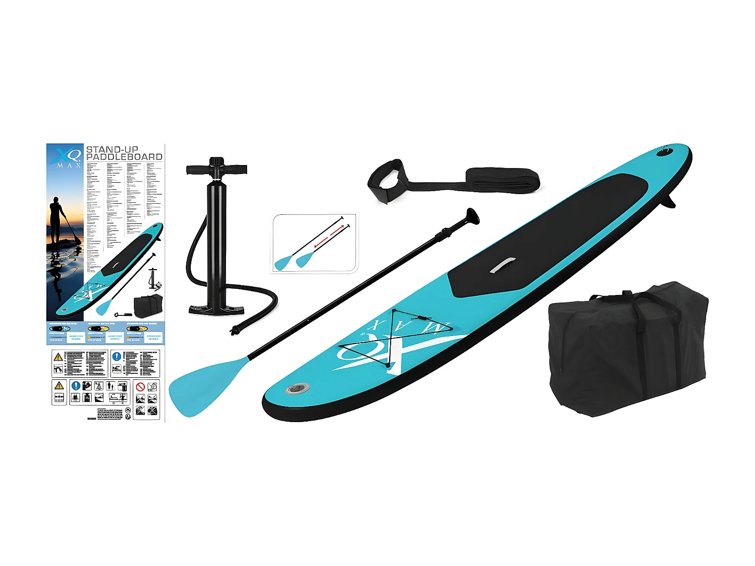 Tabla de stand-up paddle XQ Max inflable con remo azul 10x71x285 cm