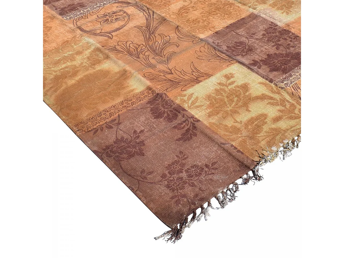 Tapis kilim 140x190 rectangle fait main en coton or motif ethnique