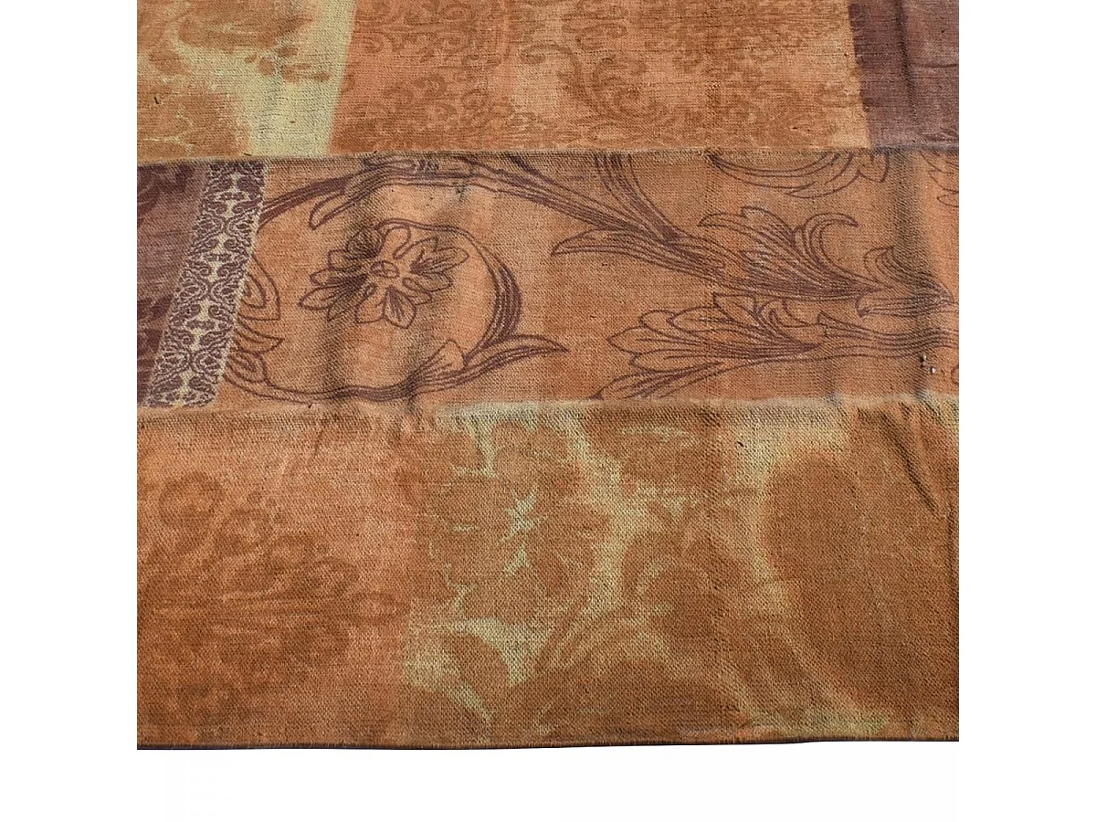 Tapis kilim 140x190 rectangle fait main en coton or motif ethnique