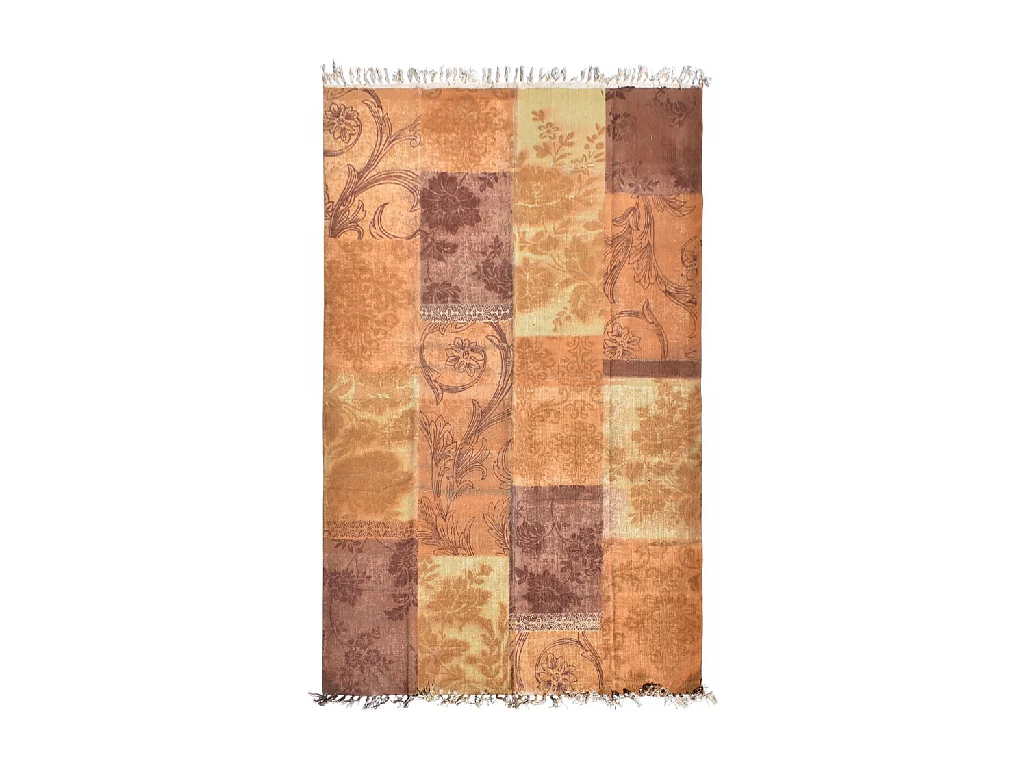 Tappeto Kilim 140x190 rettangolo realizzato a mano in cotone oro fantasia etnica