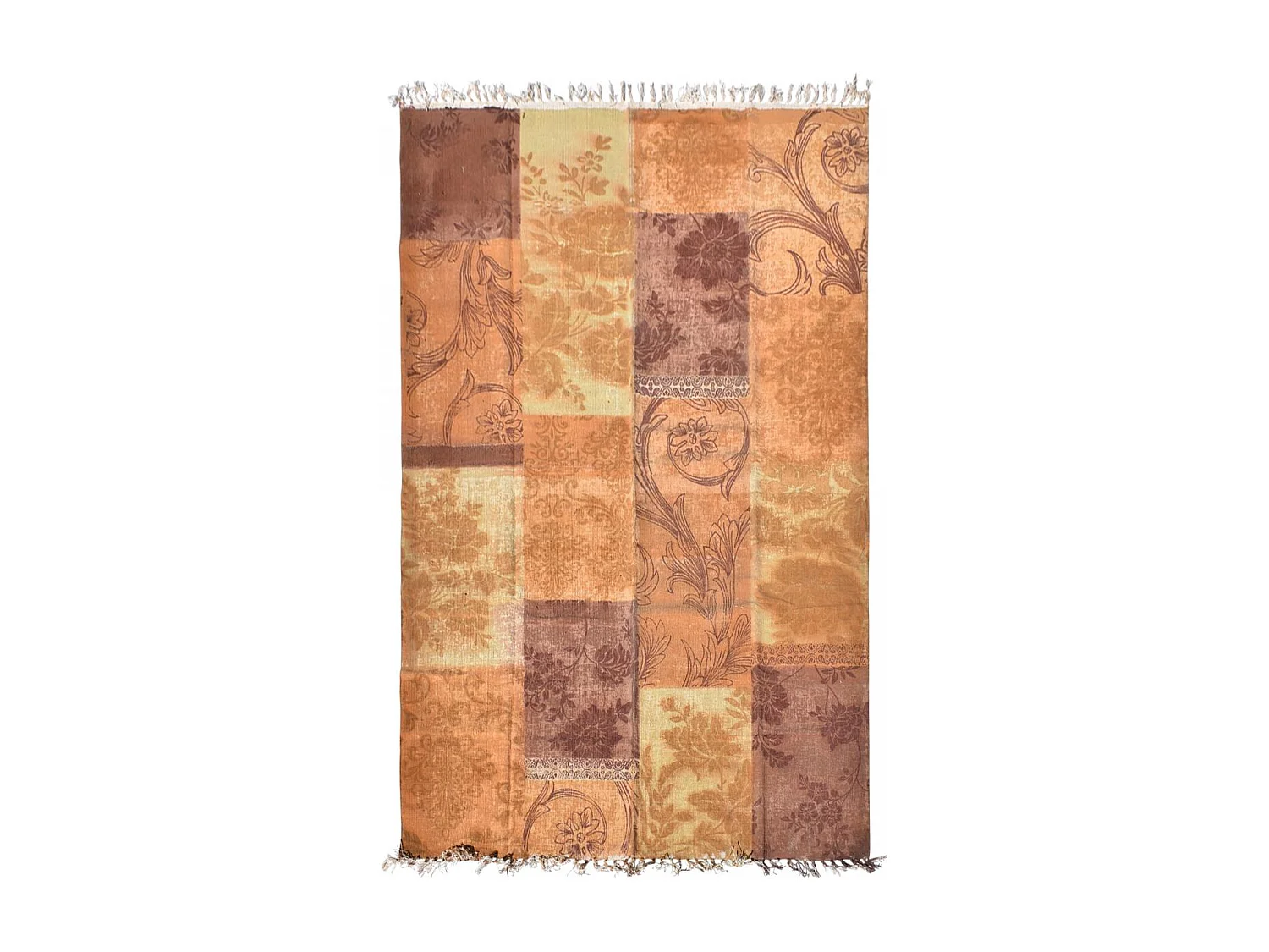 Tappeto Kilim 140x190 rettangolo realizzato a mano in cotone oro fantasia etnica