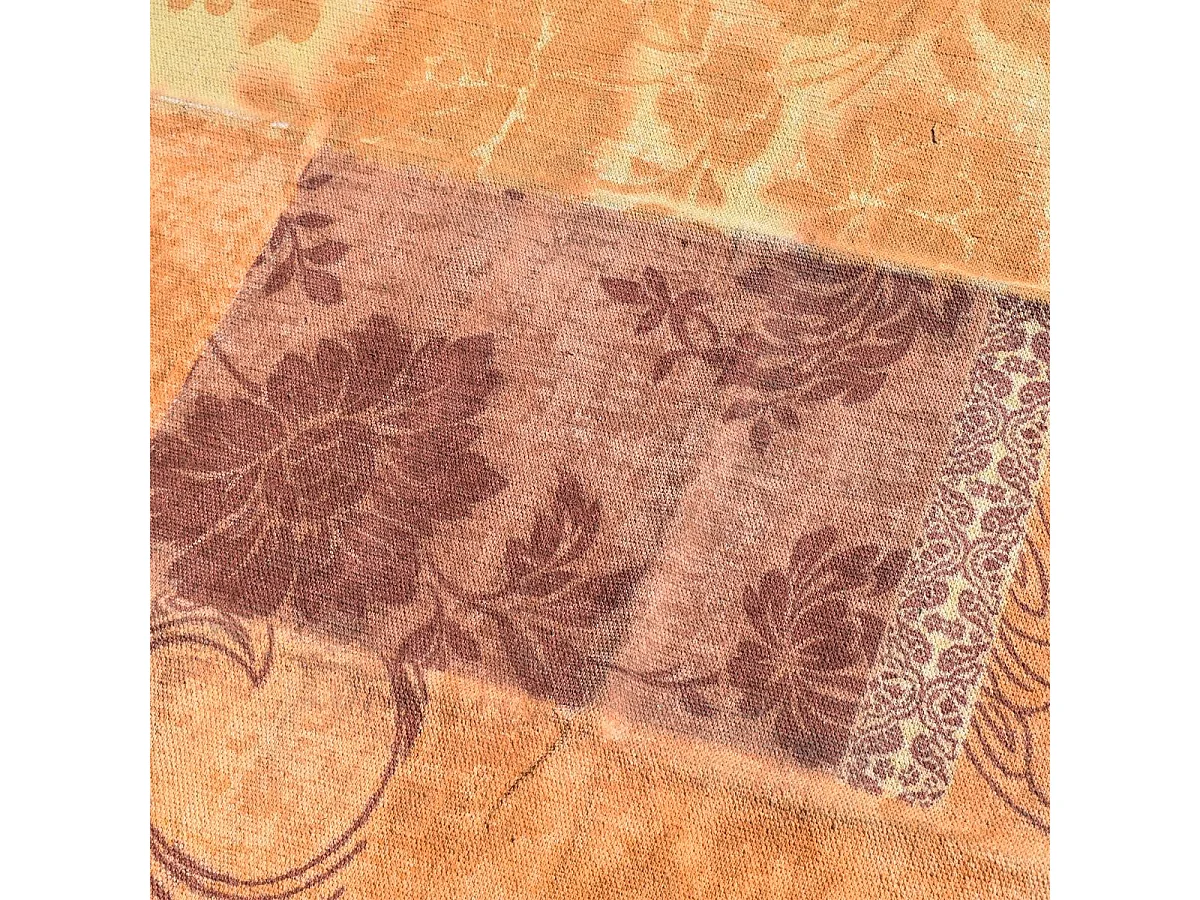 Tapis kilim 140x190 rectangle fait main en coton or motif ethnique