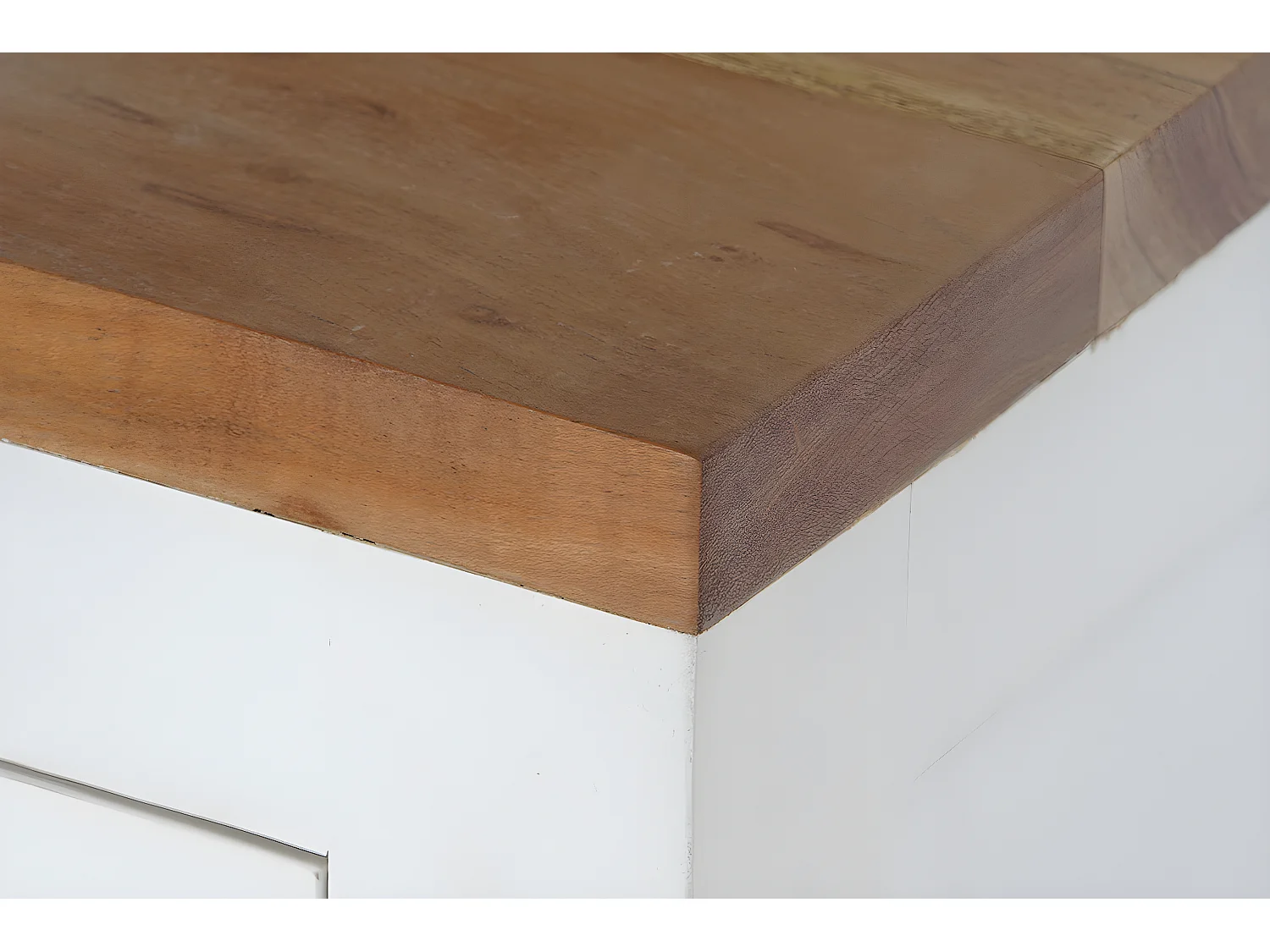 Table de nuit, table de chevet avec 3 tiroirs en bois coloris blanc, naturel - longueur 45 x profondeur 40 x Hauteur 60 cm