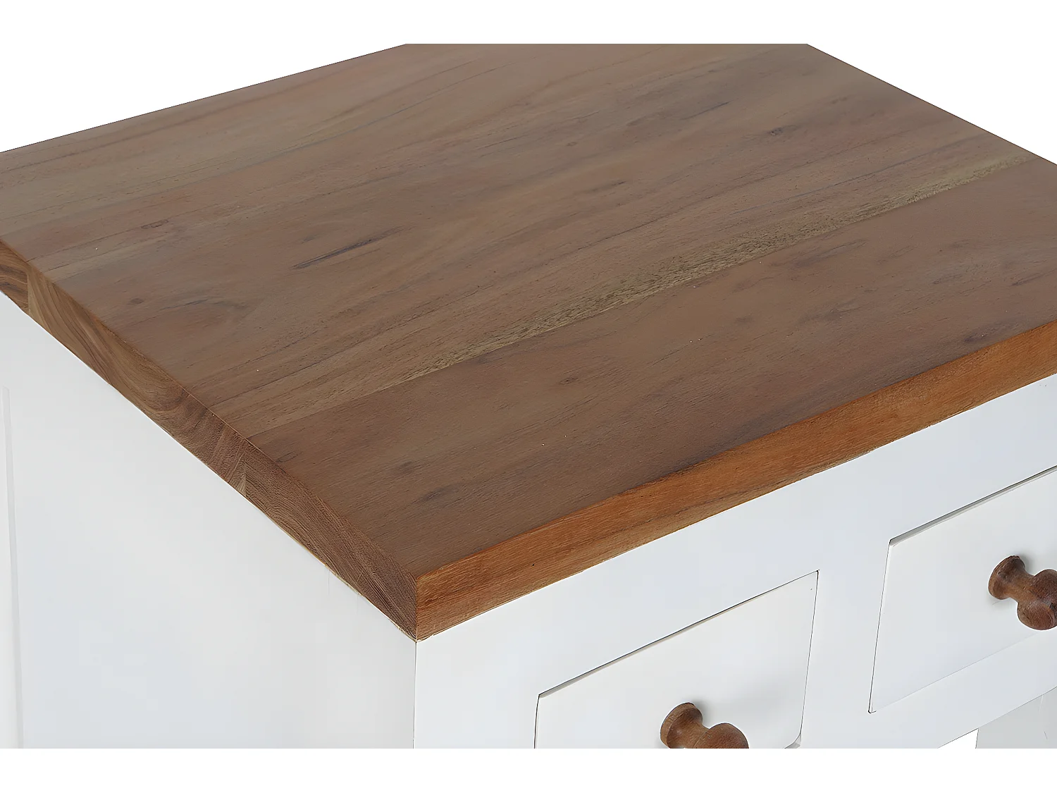 Table de nuit, table de chevet avec 3 tiroirs en bois coloris blanc, naturel - longueur 45 x profondeur 40 x Hauteur 60 cm