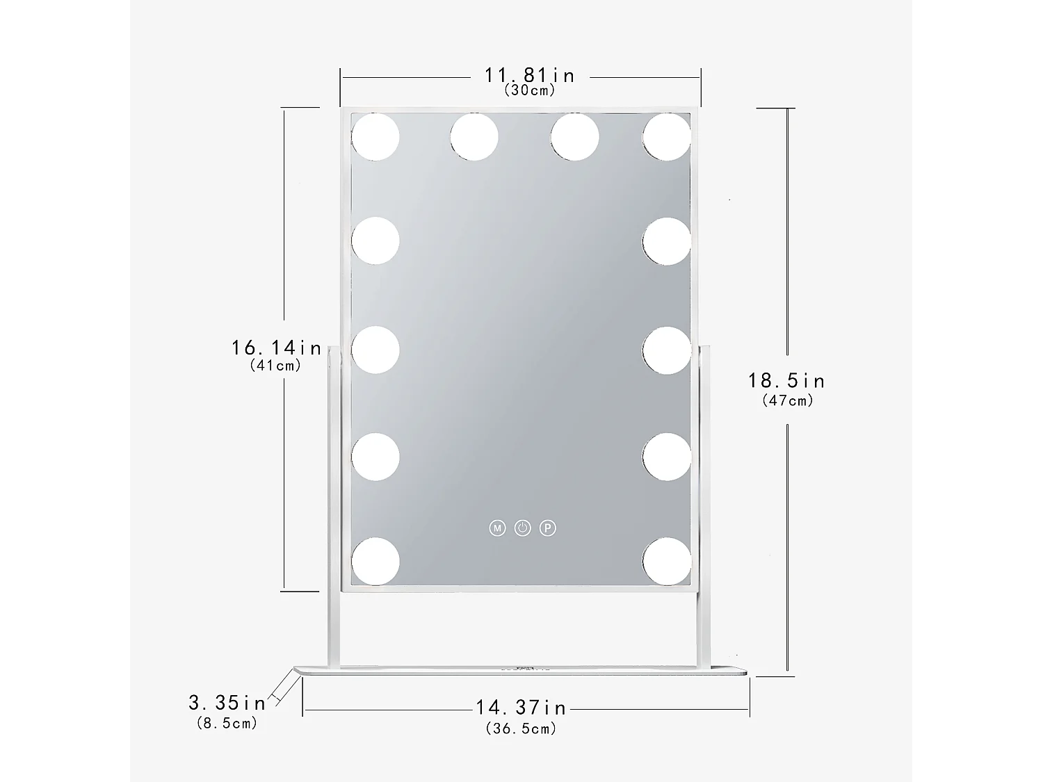Miroir de maquillage hollywood coiffeuse mural avec lumière 30x41cm