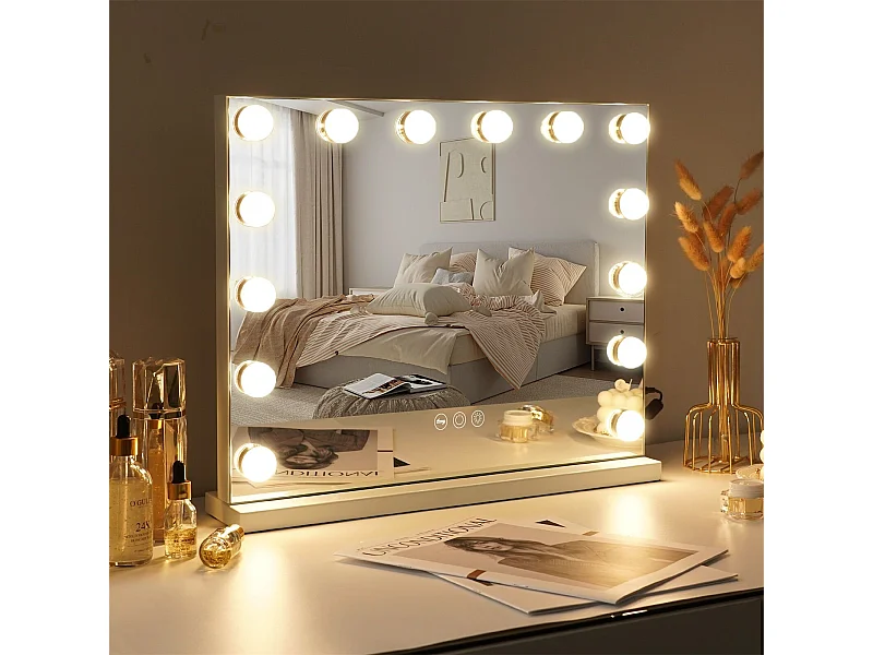 Miroir de maquillage hollywood coiffeuse mural avec lumière 50x40cm