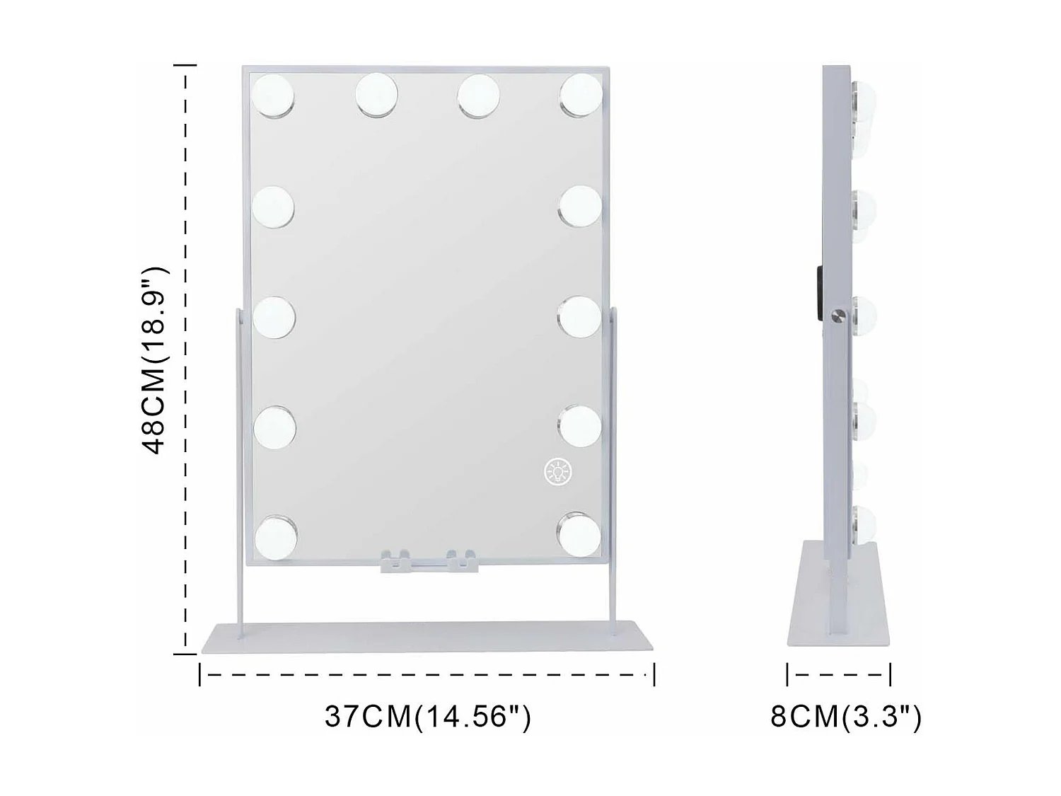 Hollywood make-up spiegel, muuraanplant met verlichting, maat 30x41cm - Bluetooth - De draadlooze laadfunctie voor telefoons