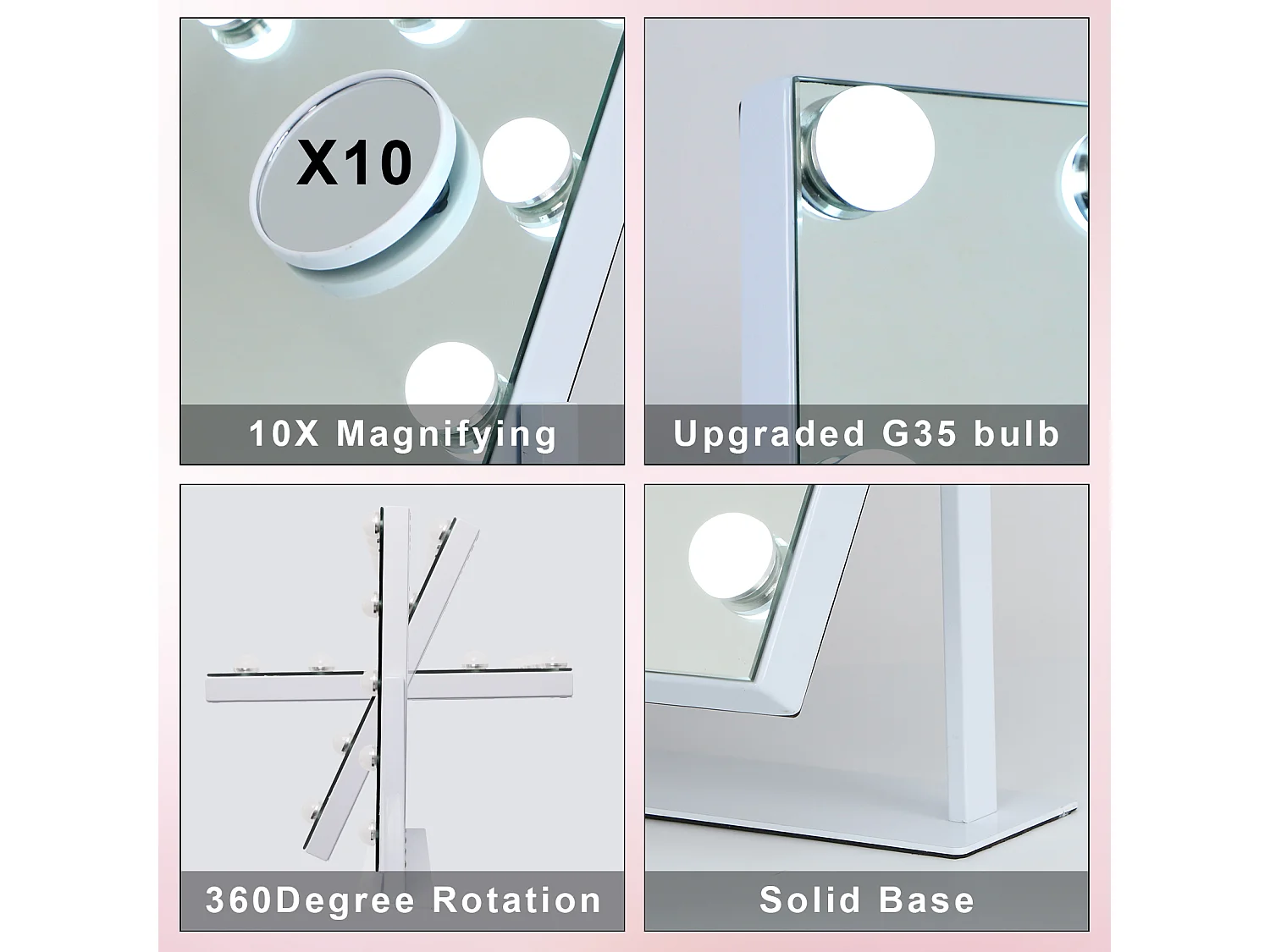 Espejo de Maquillaje LED 58x46cm - Giratorio