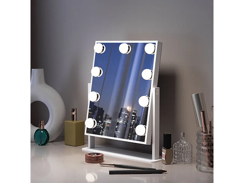 Hollywood make-up spiegel, muuraanplant met verlichting, maat 25x30cm