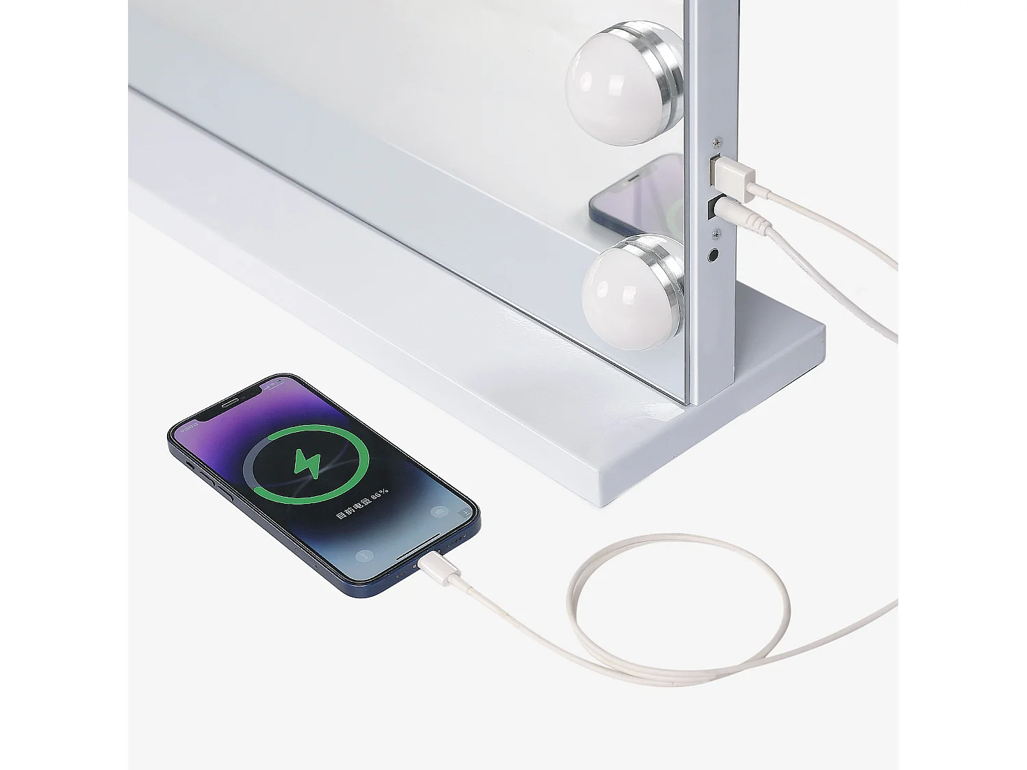 Miroir de maquillage hollywood coiffeuse mural avec lumière 80x58cm