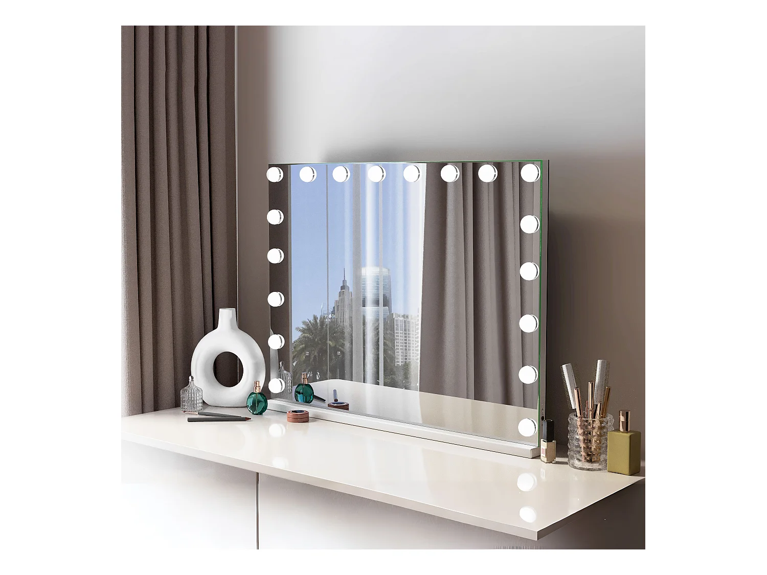 Miroir de maquillage hollywood coiffeuse mural avec lumière 80x58cm