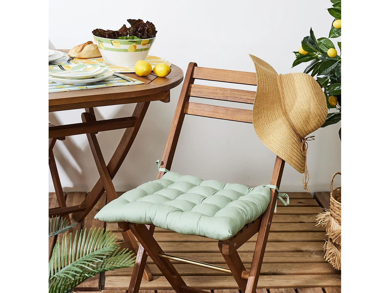 Lot de 2 galettes de chaise deperlantes 40x40 cm ANTIBES vert