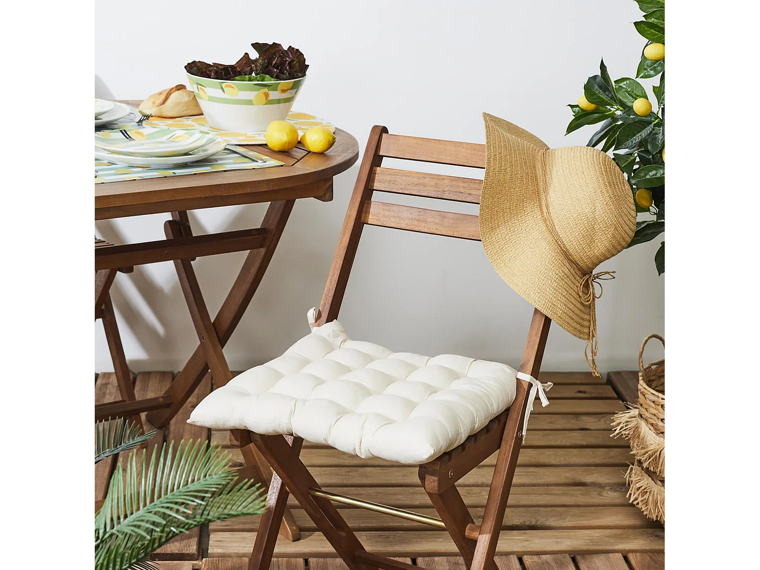 Lot de 2 galettes de chaise deperlantes 40x40 cm ANTIBES beige