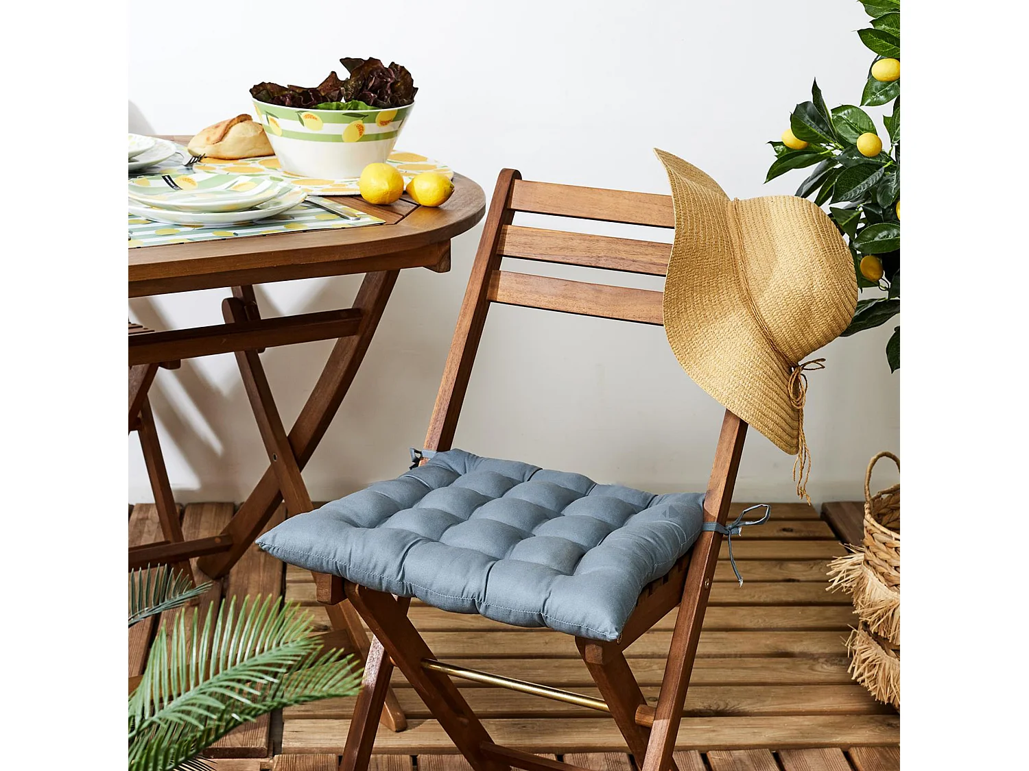 Lot de 2 galettes de chaise deperlantes 40x40 cm ANTIBES gris