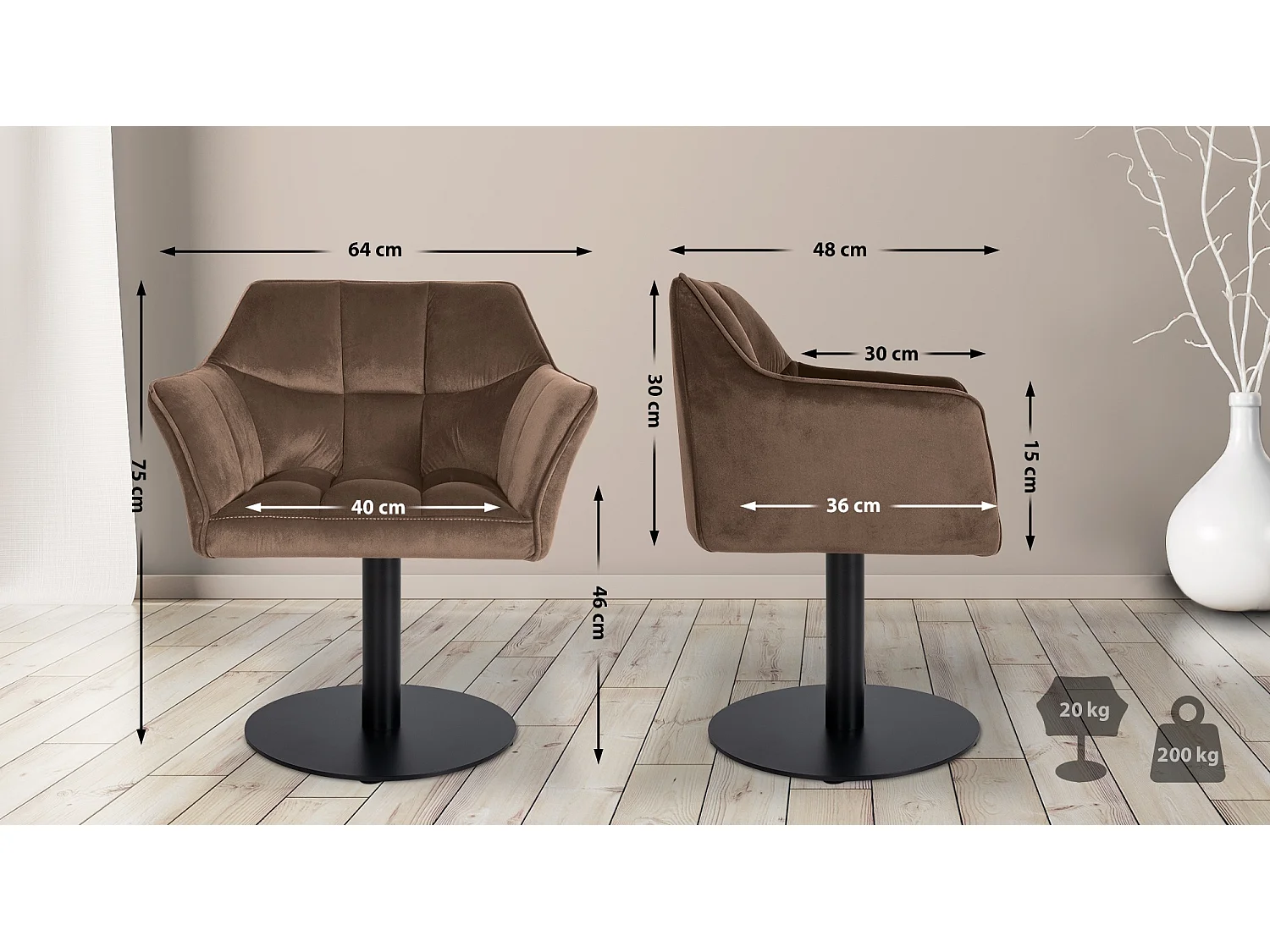 Chaise longue - Velours - Marron - Damaso