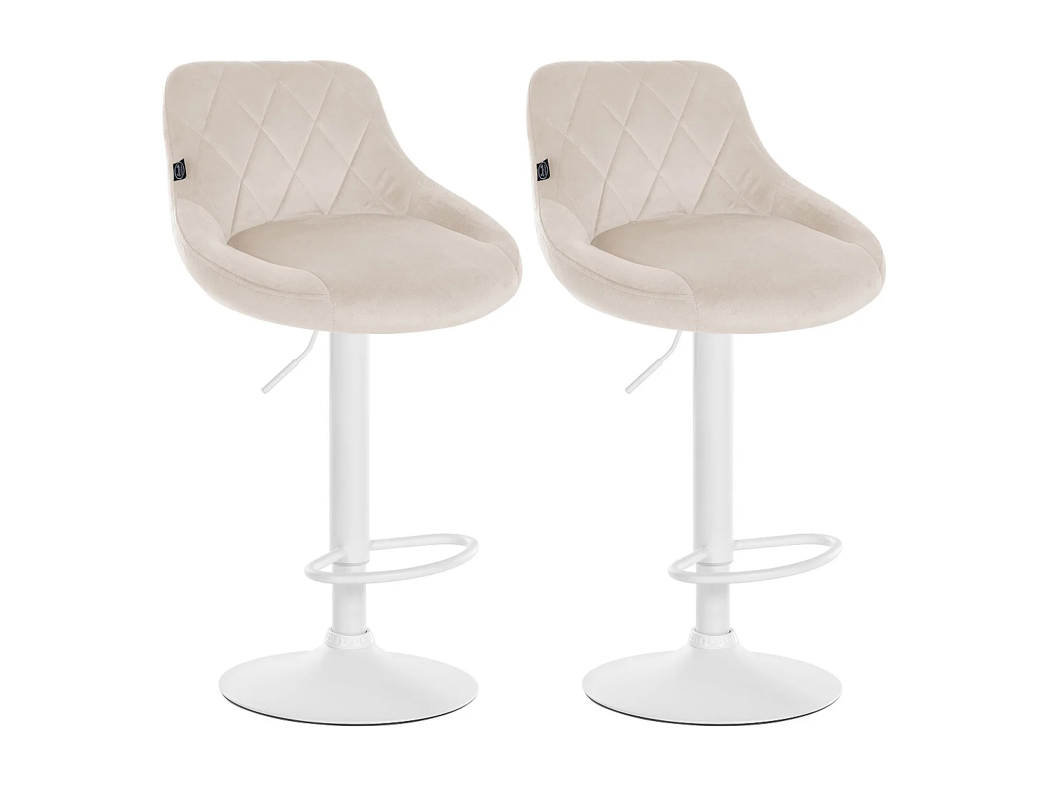 Lot de 2  Tabouret de bar - Velours & Métal - Crème - Lazio