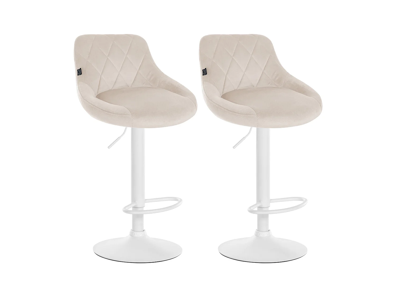 Lot de 2  Tabouret de bar - Velours & Métal - Crème - Lazio
