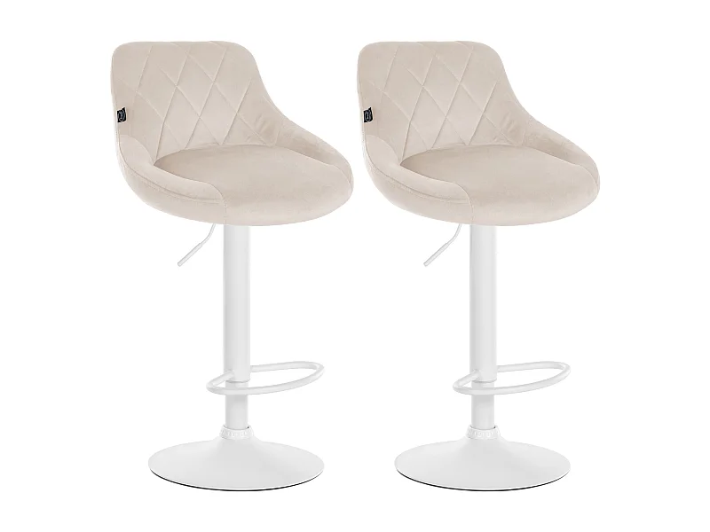 Lot de 2  Tabouret de bar - Velours & Métal - Crème - Lazio