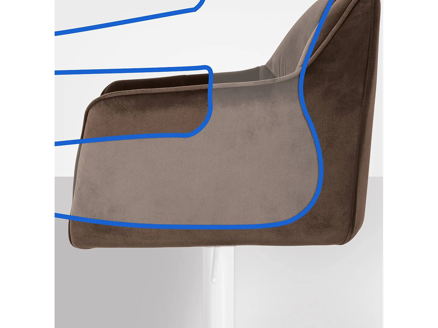 Tabouret de bar - Velours & Blanc - Marron - Damaso