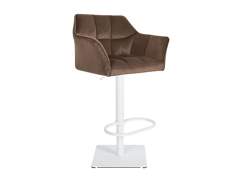 Tabouret de bar - Velours & Blanc - Marron - Damaso