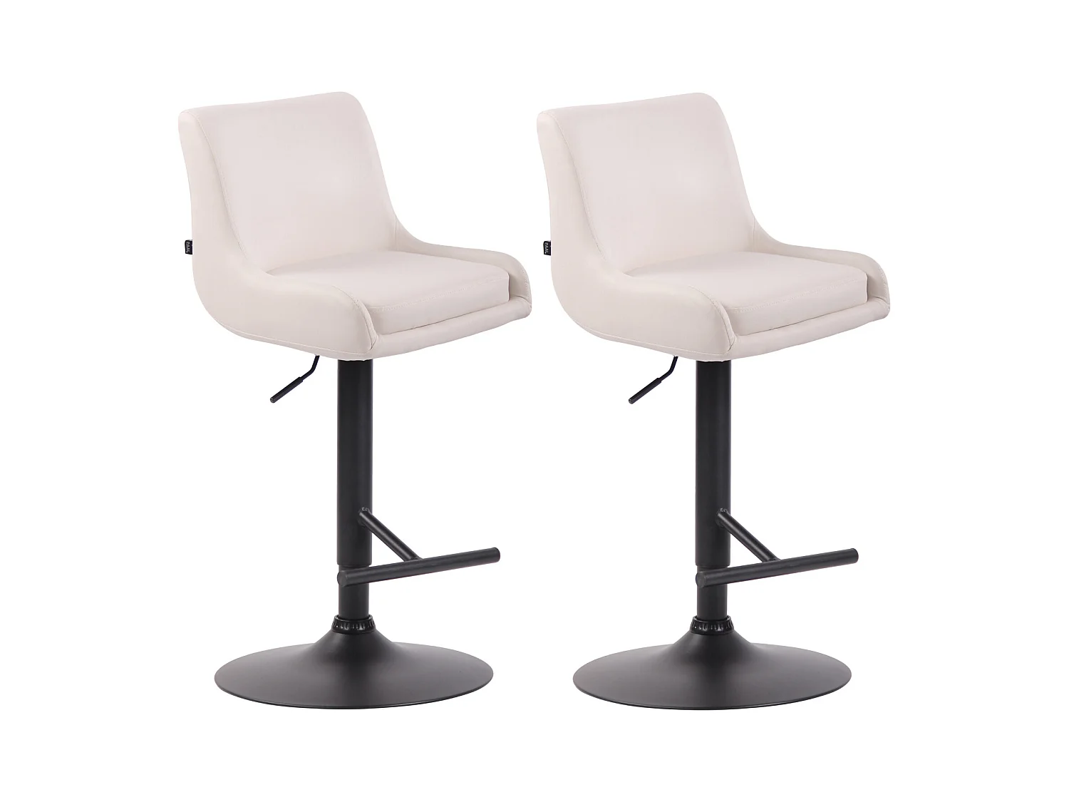 Lot de 2  Tabouret de bar - Similicuir & Métal - Blanc - Club