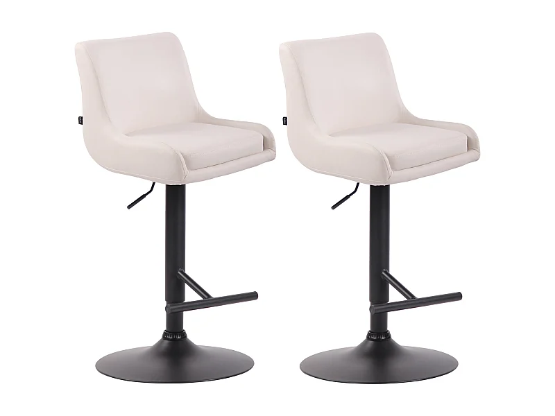 Lot de 2  Tabouret de bar - Similicuir & Métal - Blanc - Club