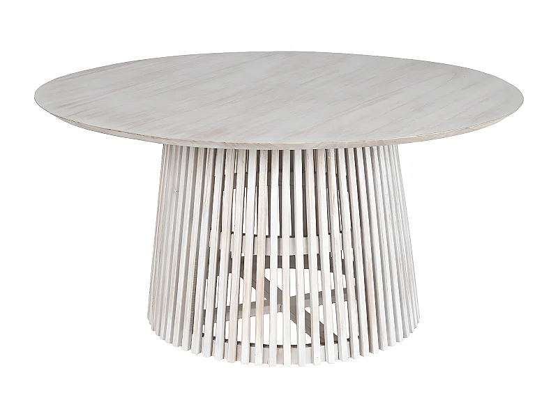 Table à manger, table de repas ronde en bois coloris blanc - diamètre 150 x Hauteur 75 cm