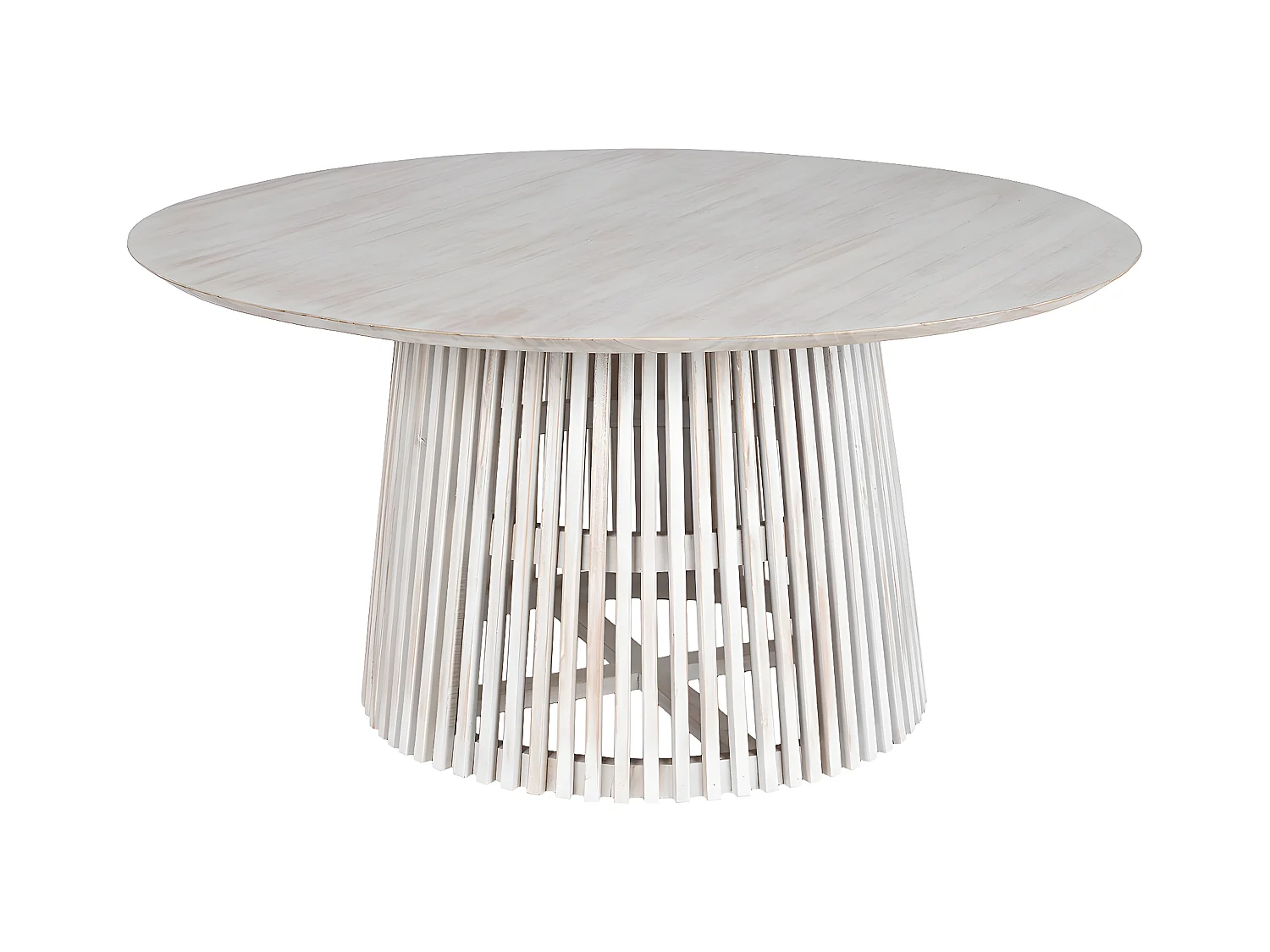 Table à manger, table de repas ronde en bois coloris blanc - diamètre 150 x Hauteur 75 cm