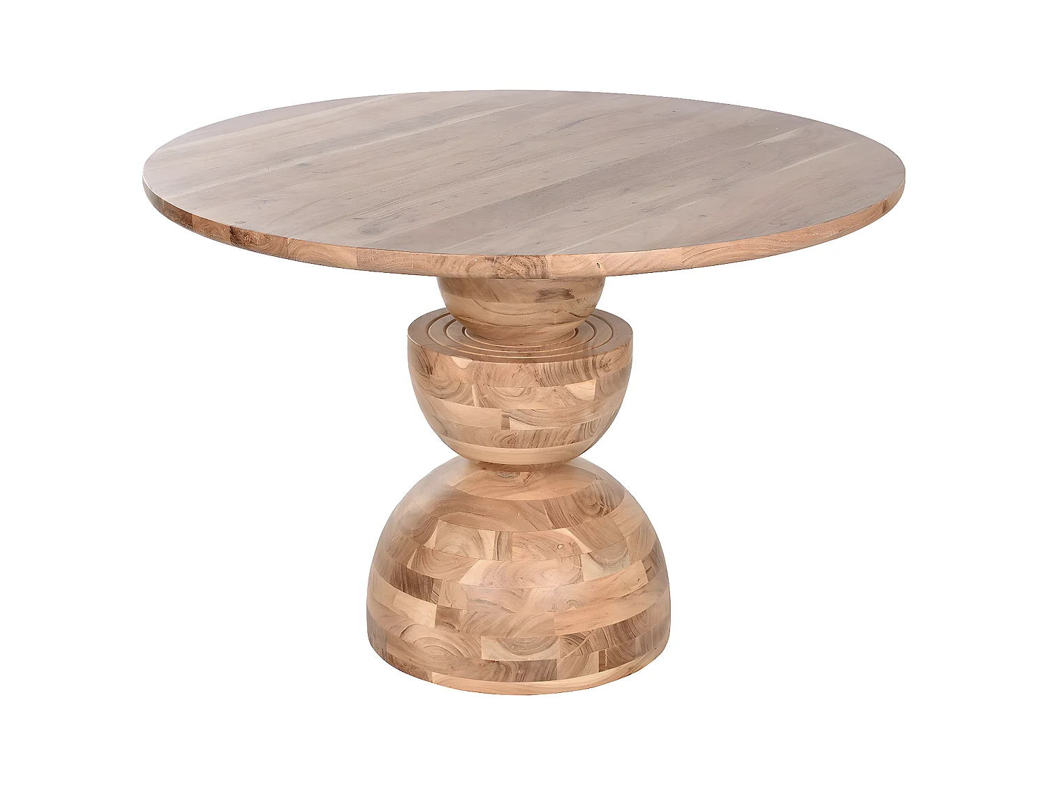 Table à manger, table de repas ronde en bois d'acacia coloris naturel - diamètre 115 x Hauteur 76 cm