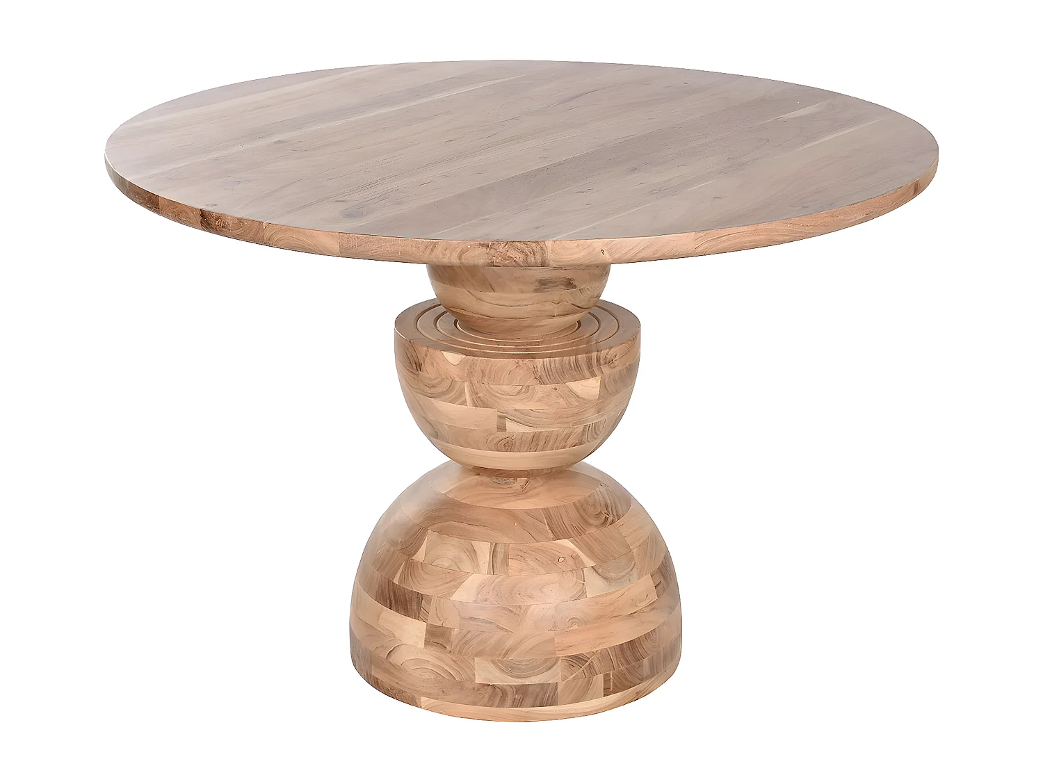 Table à manger, table de repas ronde en bois d'acacia coloris naturel - diamètre 115 x Hauteur 76 cm