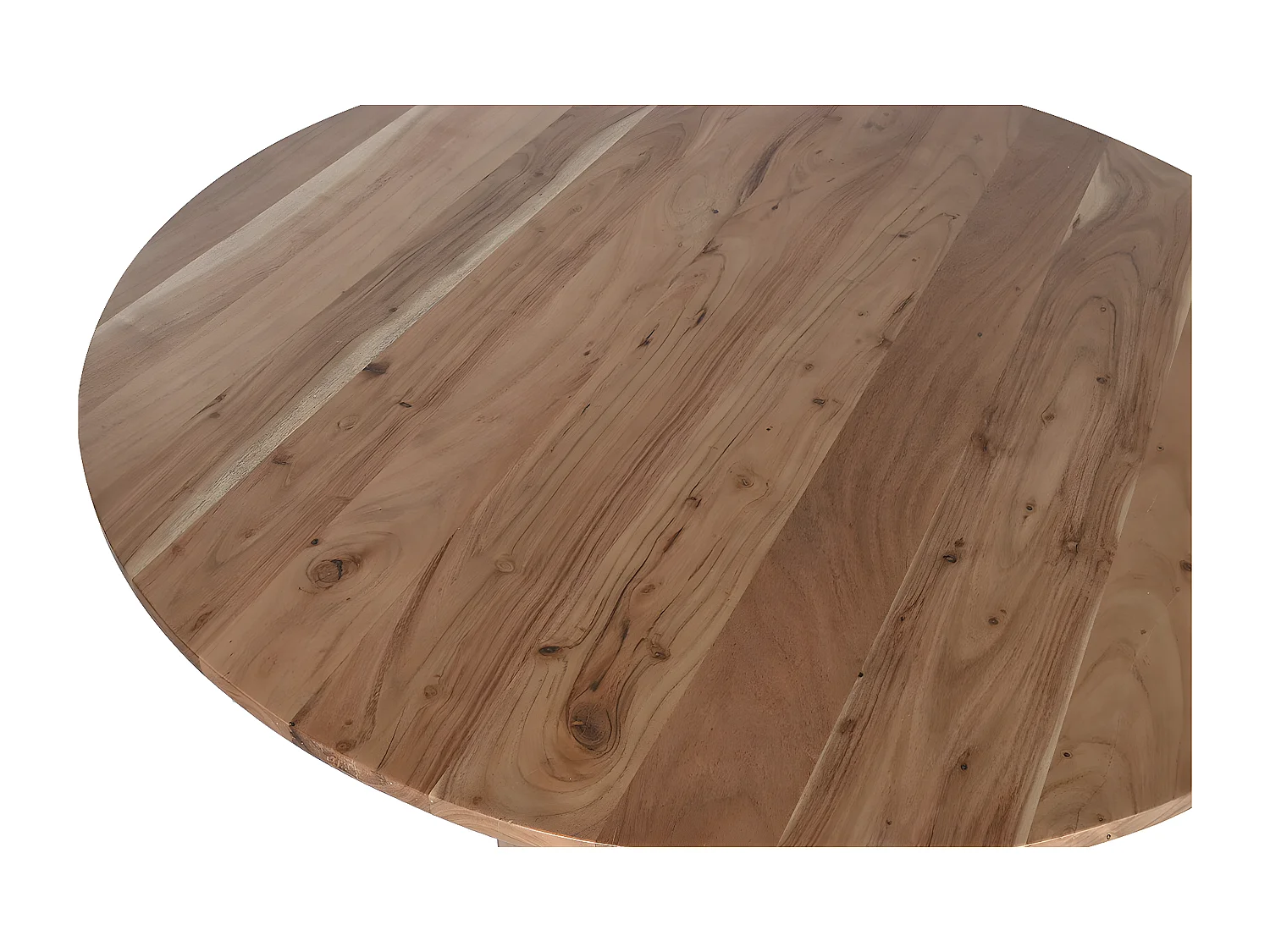 Table à manger, table de repas ronde en bois d'acacia coloris naturel - diamètre 115 x Hauteur 76 cm