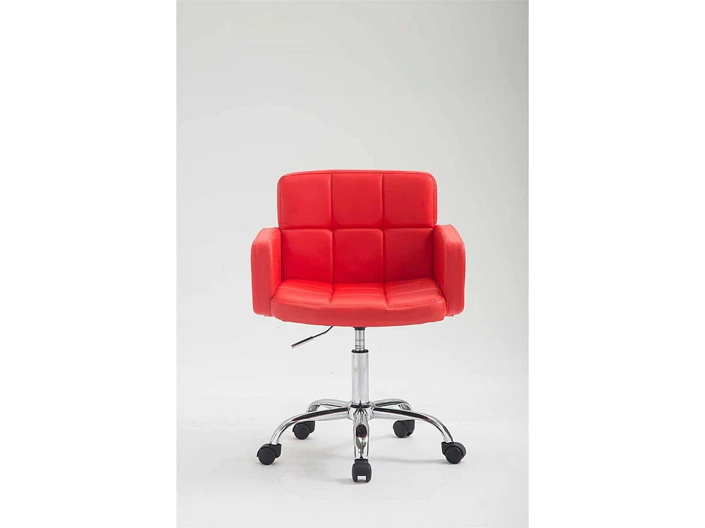 Bürohocker - Kunstleder & Metall in Chromoptik - rot - Los Angeles