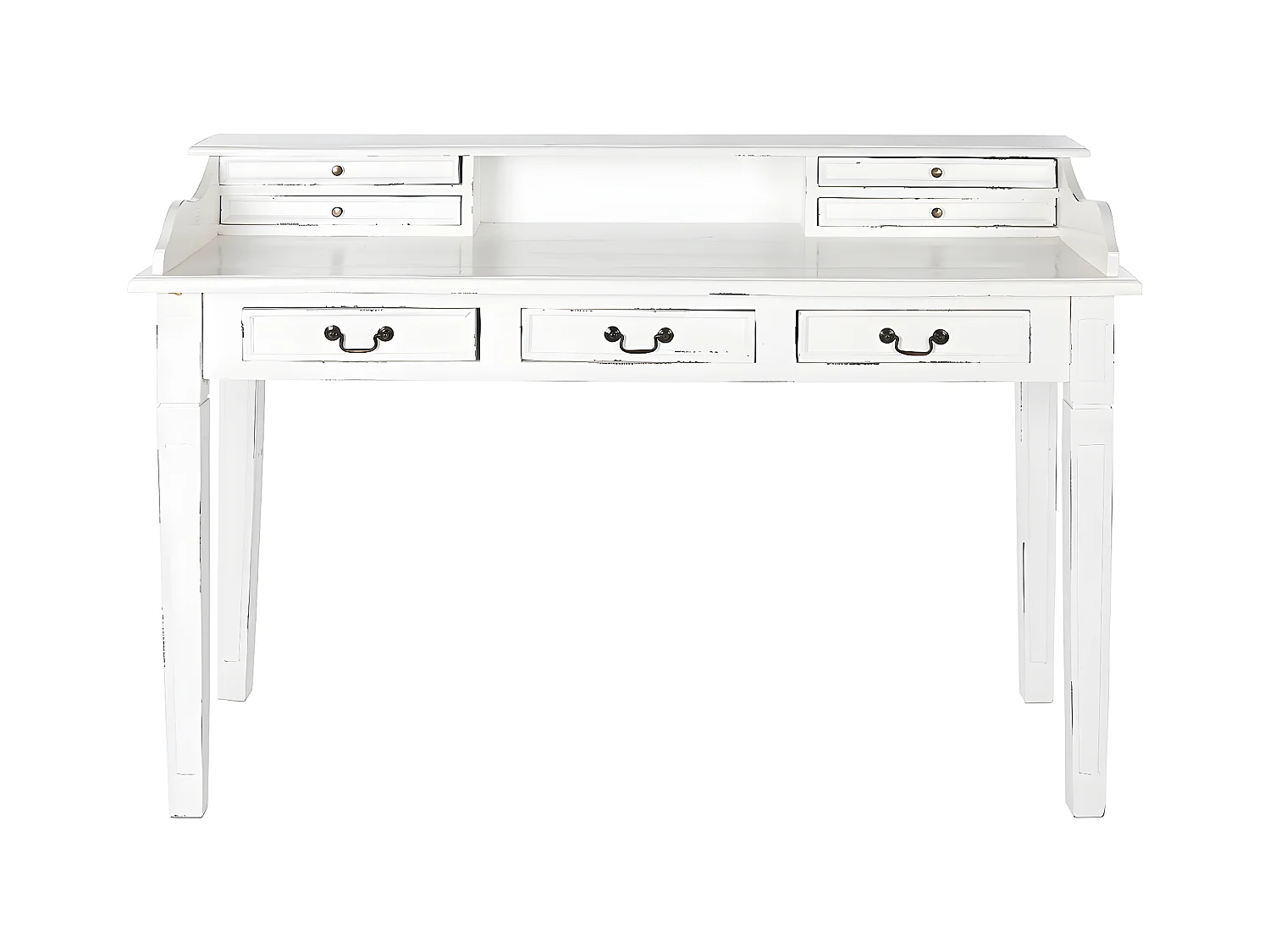 Meuble du bureau, meuble de bureau en bois avec 7 tiroirs coloris blanc - longueur 150 x profondeur 57 x Hauteur 100 cm