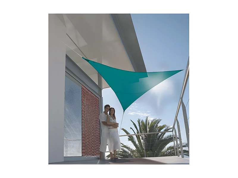 Voile d'ombrage triangulaire SERENITY - 5 x 5 x 5 m - Bleu Canard - Jardiline