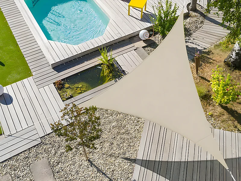 Voile d'ombrage triangulaire Flex 5 x 5 x 5 m - Ivoire - Jardiline