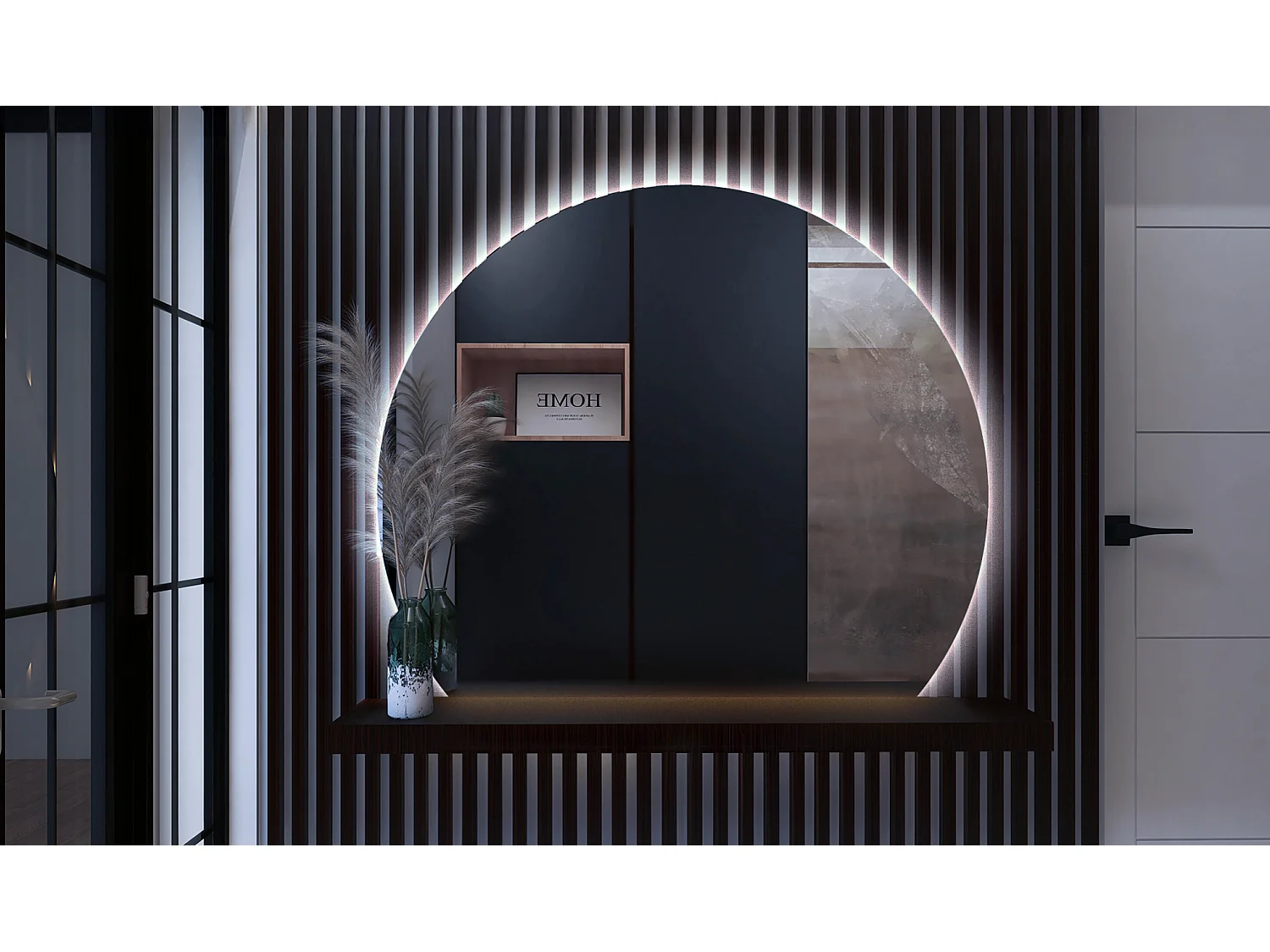 Ronde afgeschuinde LED-spiegel, hangende badkamerspiegel, verlicht - 90 cm - koud licht