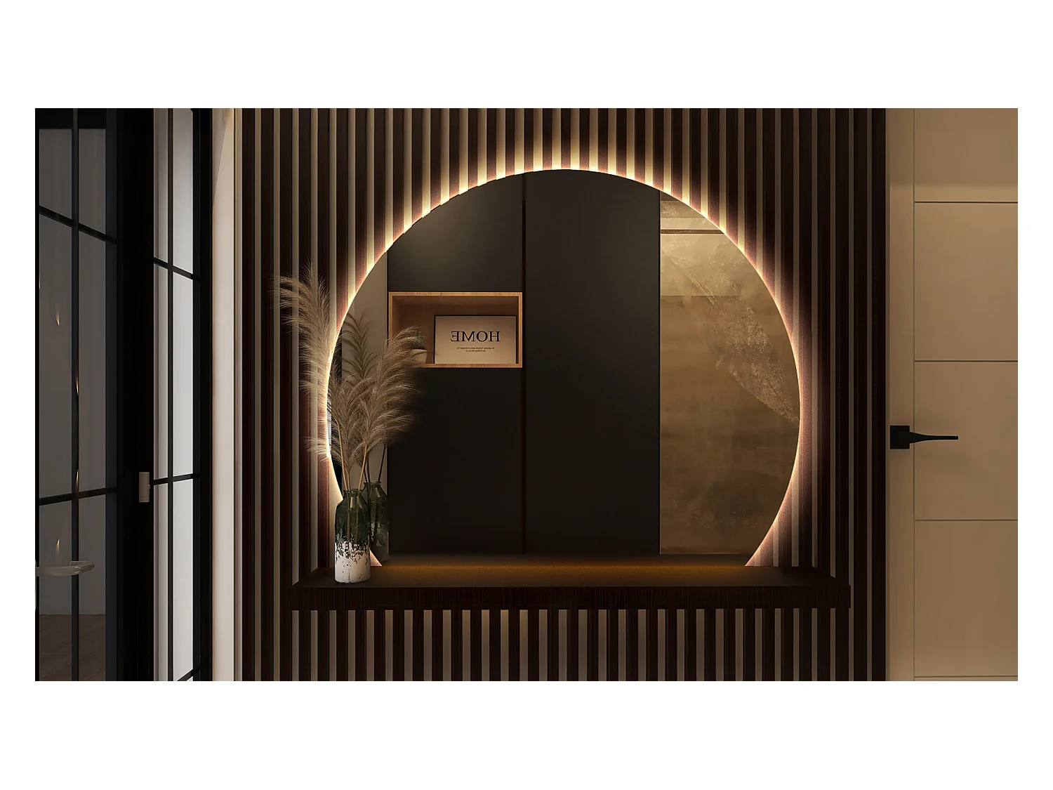 Miroir rond biseauté, miroir moderne avec rétroéclairage LED - 100 cm - Lumière chaude