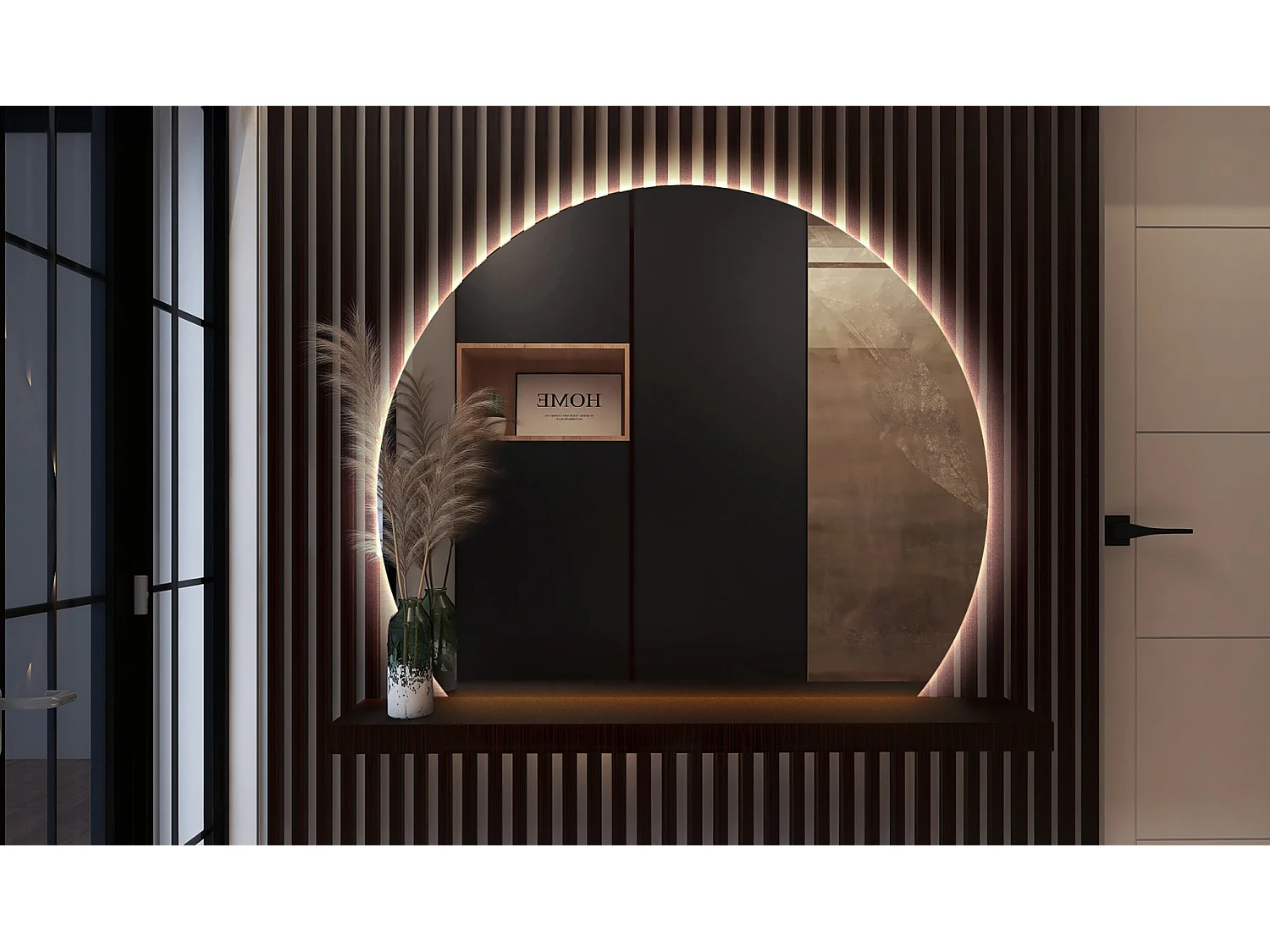 Miroir LED rond biseauté, miroir de salle de bain suspendu, lumineux - 90 cm - Lumière neutre