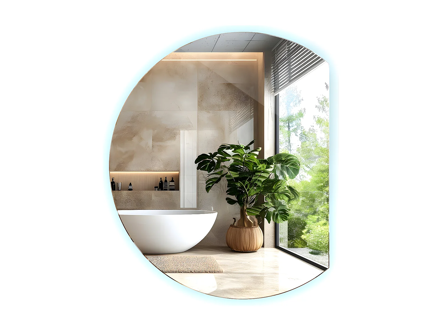 MICE COLLECTION CRISTALED Specchio Bagno Rotondo Retroilluminato Alpha – Luce Fredda 6500K – Diametro 60 Cm – Vetro Temprato