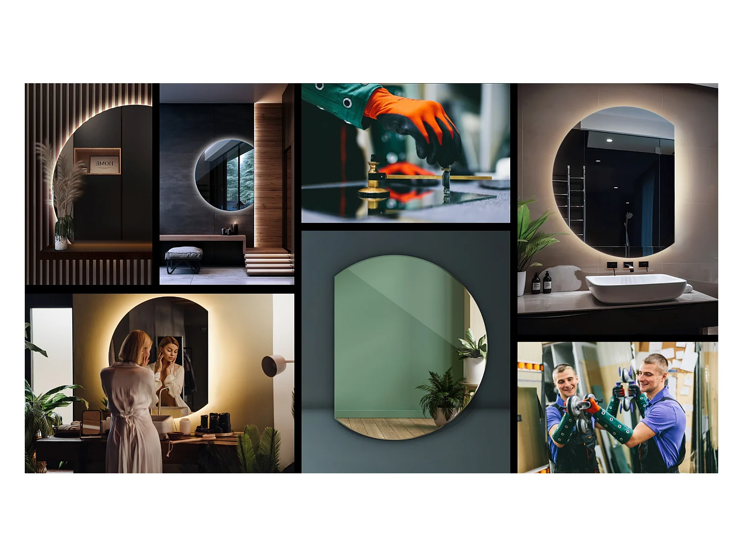 Miroir LED rond biseauté, miroir de salle de bain suspendu, lumineux - 90 cm - Lumière chaude