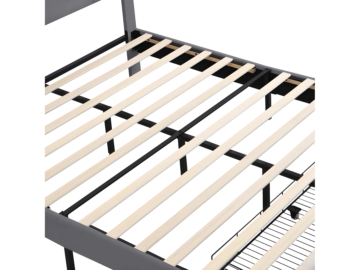 Lit double rembourré en velours 160x200cm - avec LED et Port de charge USB - avec un grand tiroir - Gris