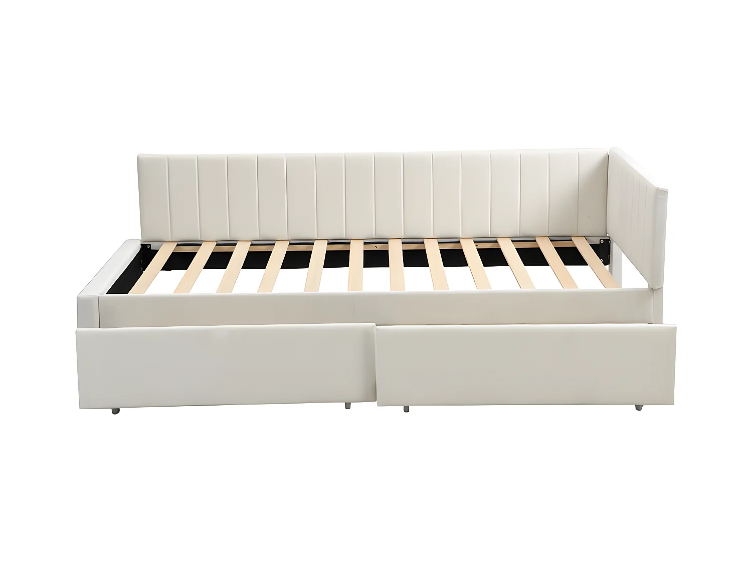 Fluweel gestoffeerde slaapbank 90x200cm - met 2 grote lades en lattenbodem - Wit