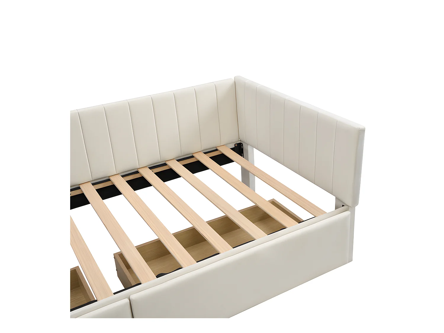 Fluweel gestoffeerde slaapbank 90x200cm - met 2 grote lades en lattenbodem - Wit