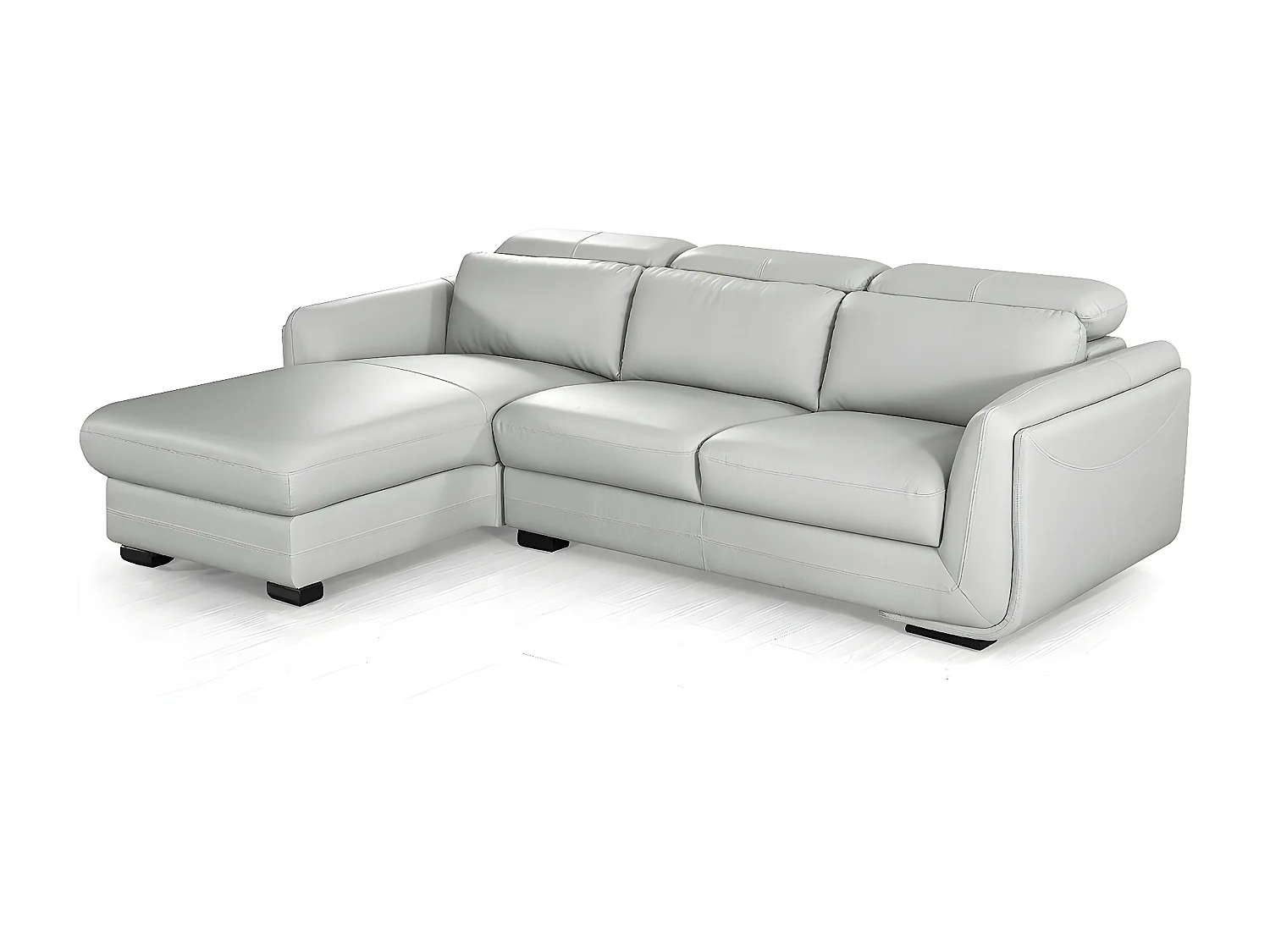 Canapé d'angle en cuir KENZO Gris - Angle Gauche