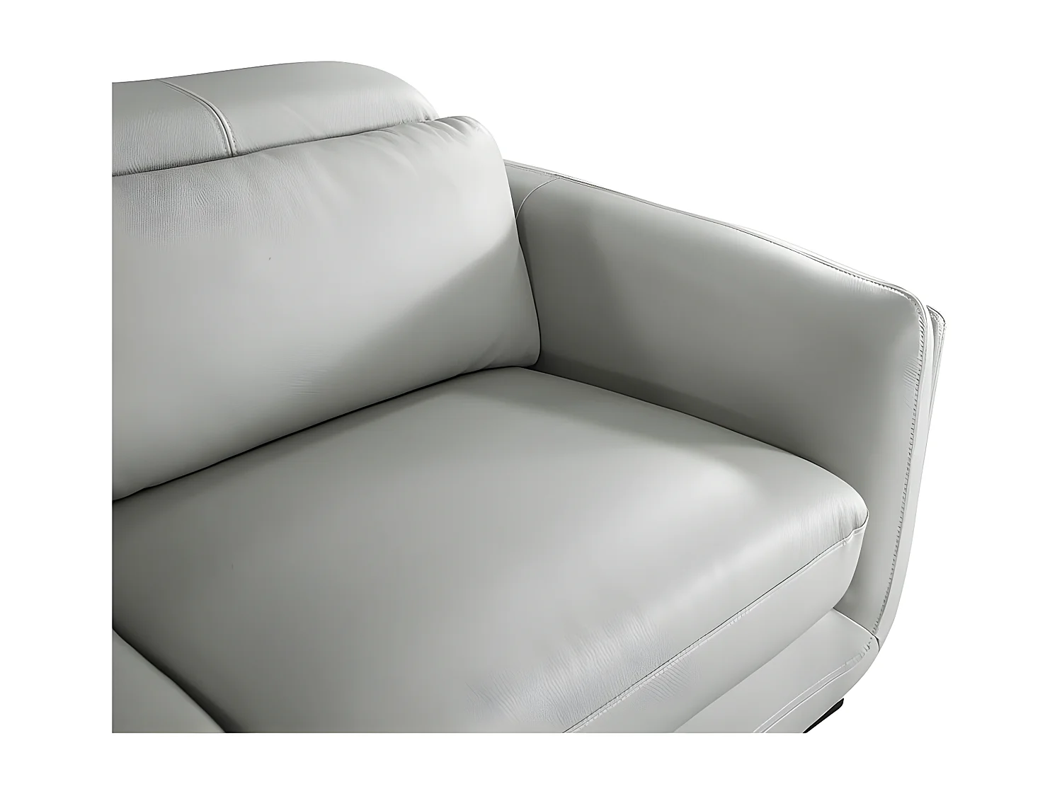 Canapé d'angle en cuir KENZO Gris - Angle Gauche