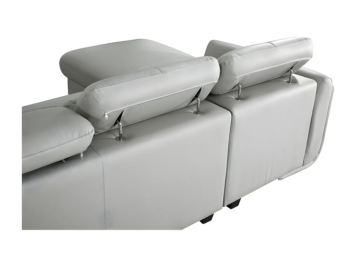 Canapé d'angle en cuir KENZO Gris - Angle Gauche