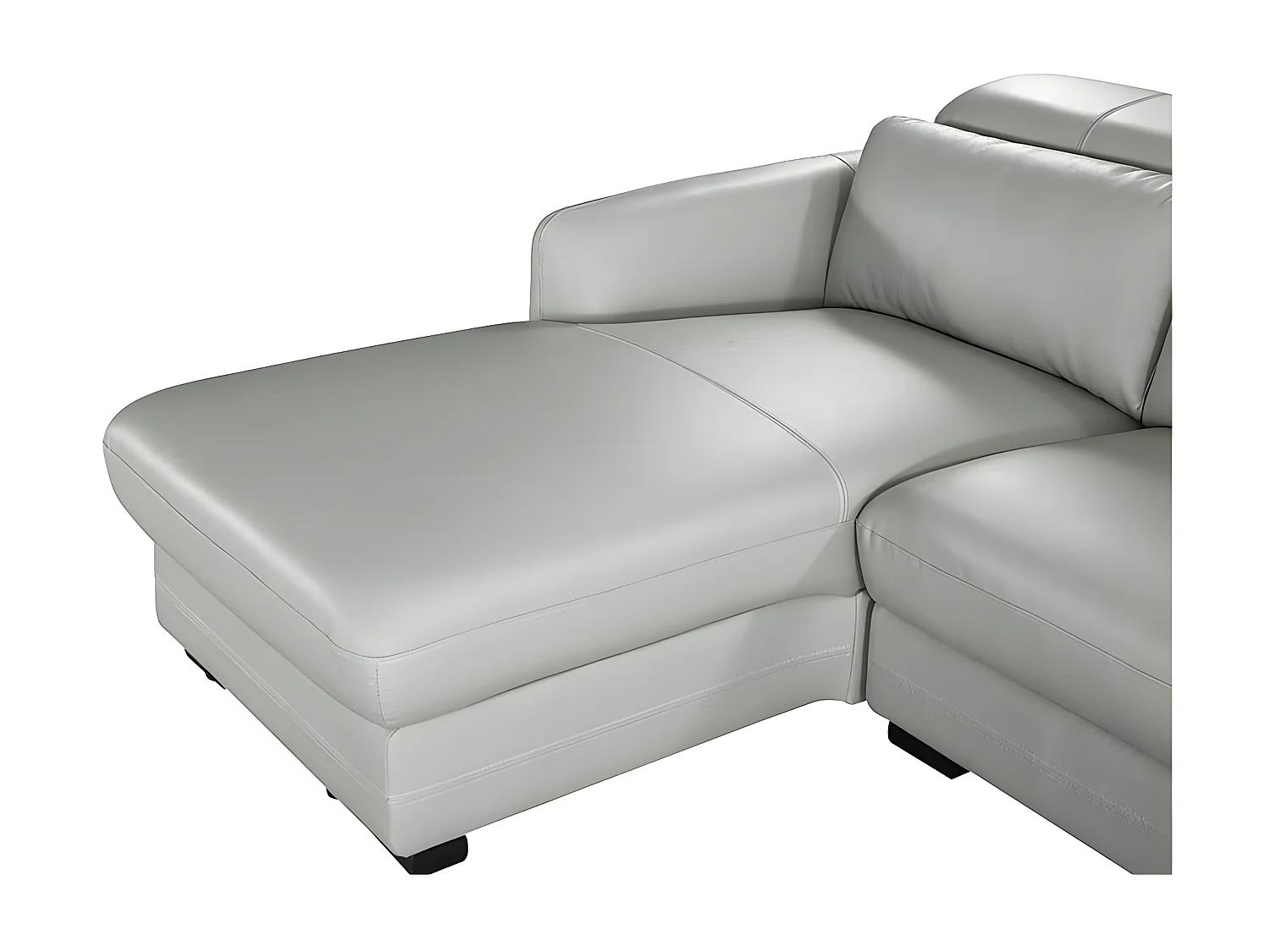 Canapé d'angle en cuir KENZO Gris - Angle Gauche